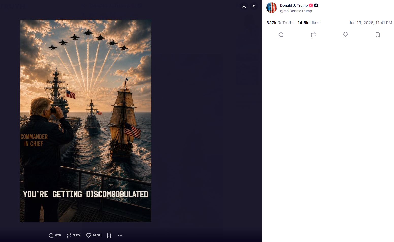 Trump condivide un’immagine IA: «State per essere disorientati»